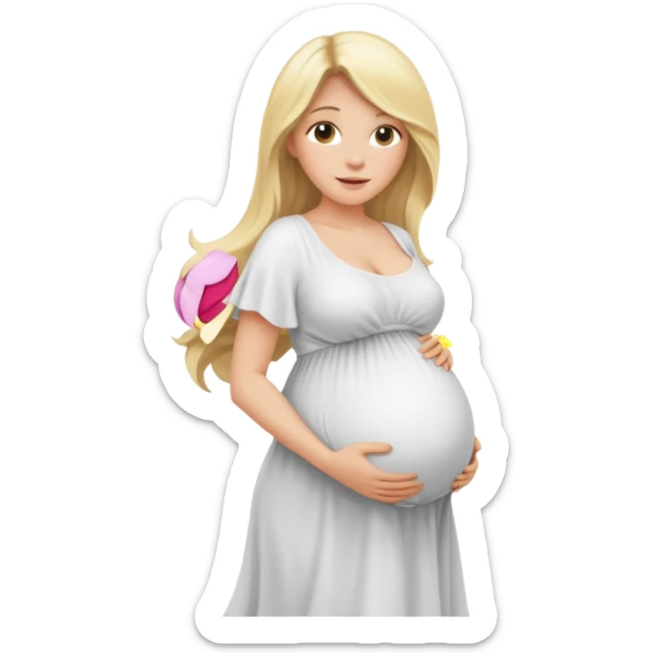 Kobieta blondynka długie włosy w ciąży duże cycki sticker