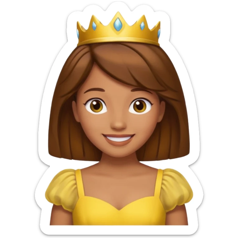 Princess daisy yelllow dress standing with brown hair  sticker