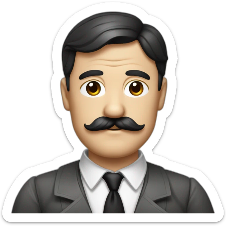 Hitler Homme cheveux noirs plaqué sur le côté moustache carré en chemise sticker