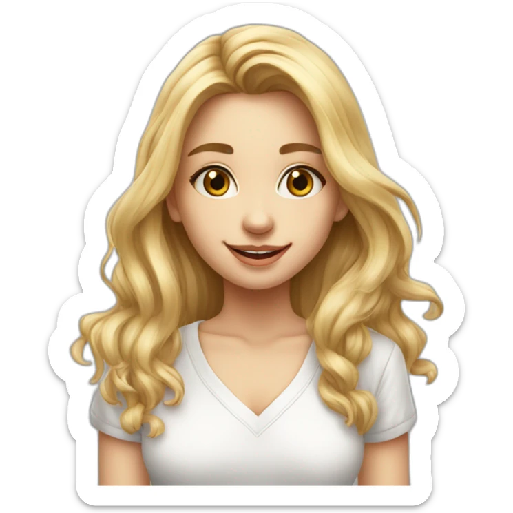 Описание 1girl, solo, long hair, looking at viewer, smile, blonde hair, shirt, holding, closed mouth, white shirt, lips, tattoo, realistic, print shirt sticker