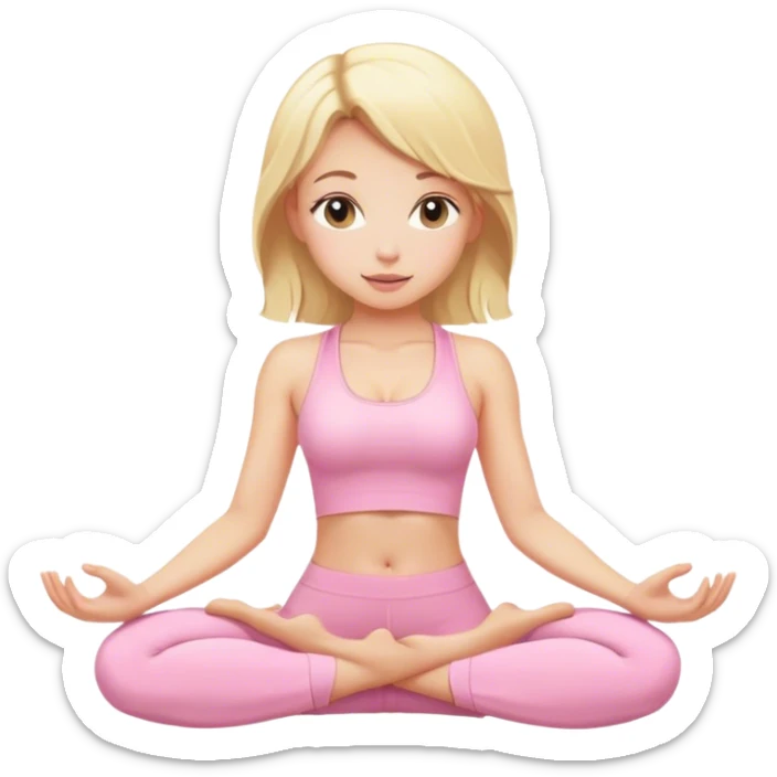 blonde yoga girl light pink clothes n sticker