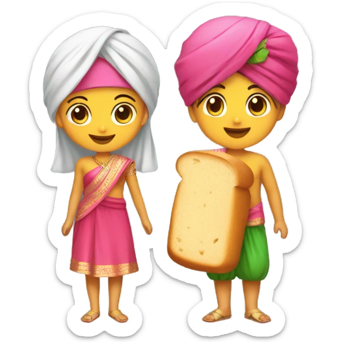 Make boy and girl image, boy with turban and little bread and girl with punjabi suit and both smilie sticker