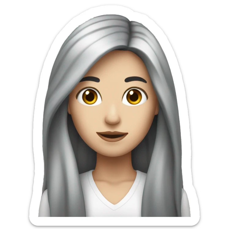 White woman with black long hair with one streak of grey  sticker