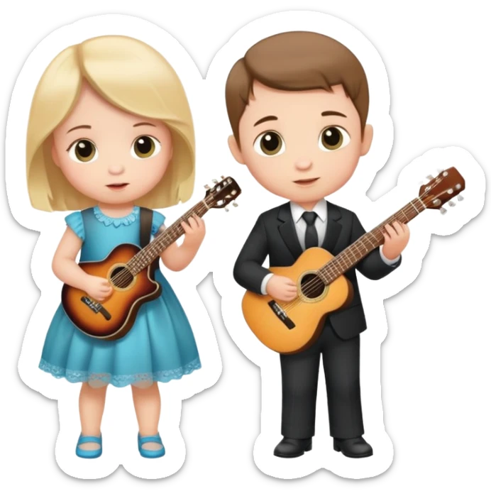 Twin baby’s girl movie star boy guitar rock star sticker