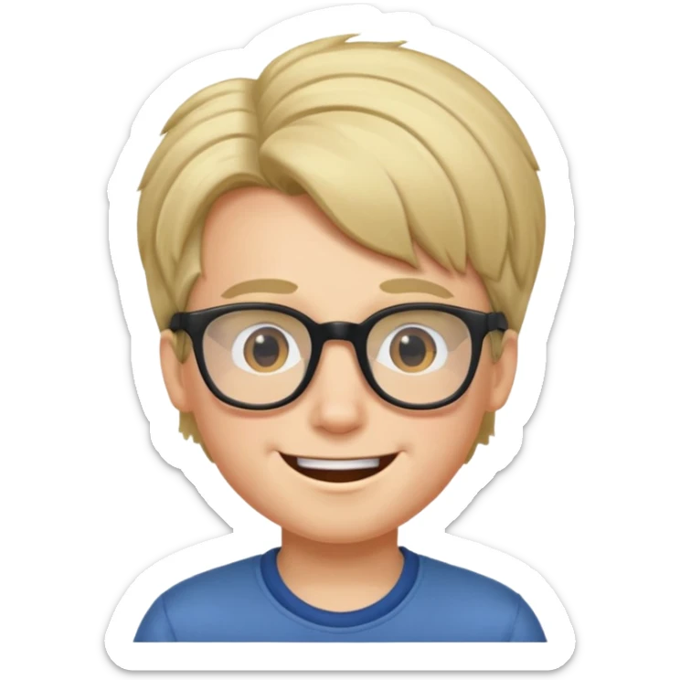 un ragazzo con gli occhiali e capelli in avavnti che fa l'occhiolino ed è felice sticker