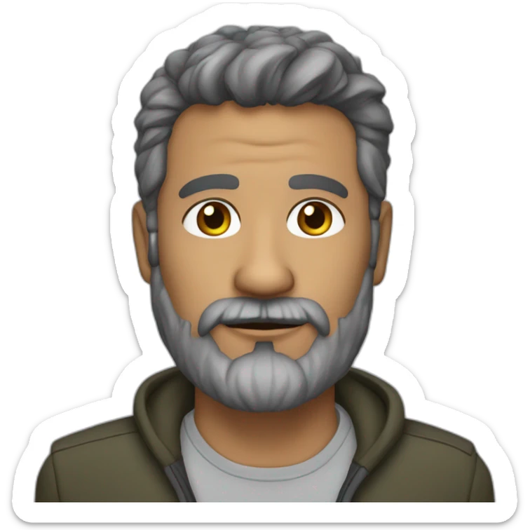 55 year old male with olive skin and dark hair and dark scruffy beard sticker