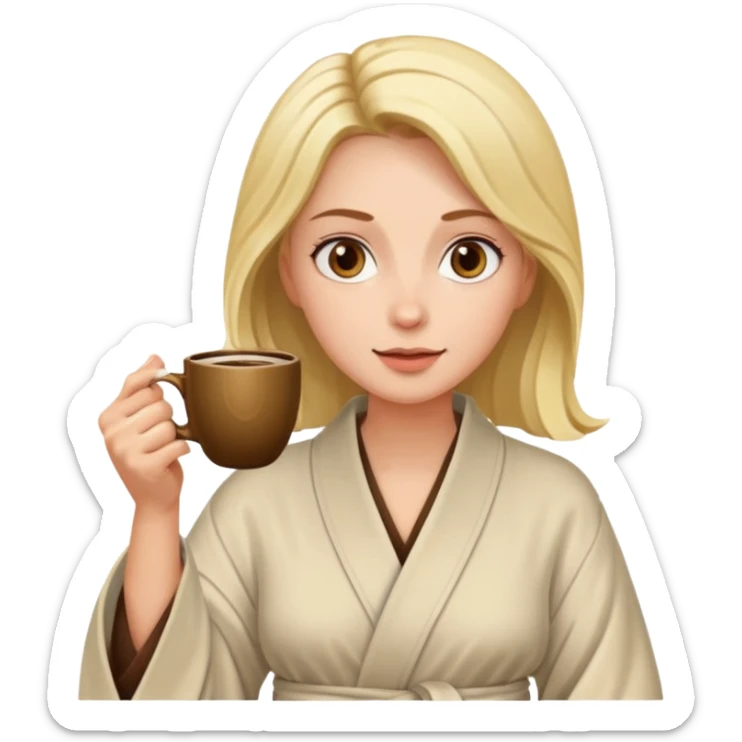 Woman drinking coffee and The edges of the eyes are wide open in the morning sticker