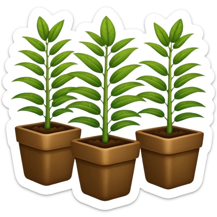 plantas abundantes tipo helecho en macetas rectangulares color café sticker