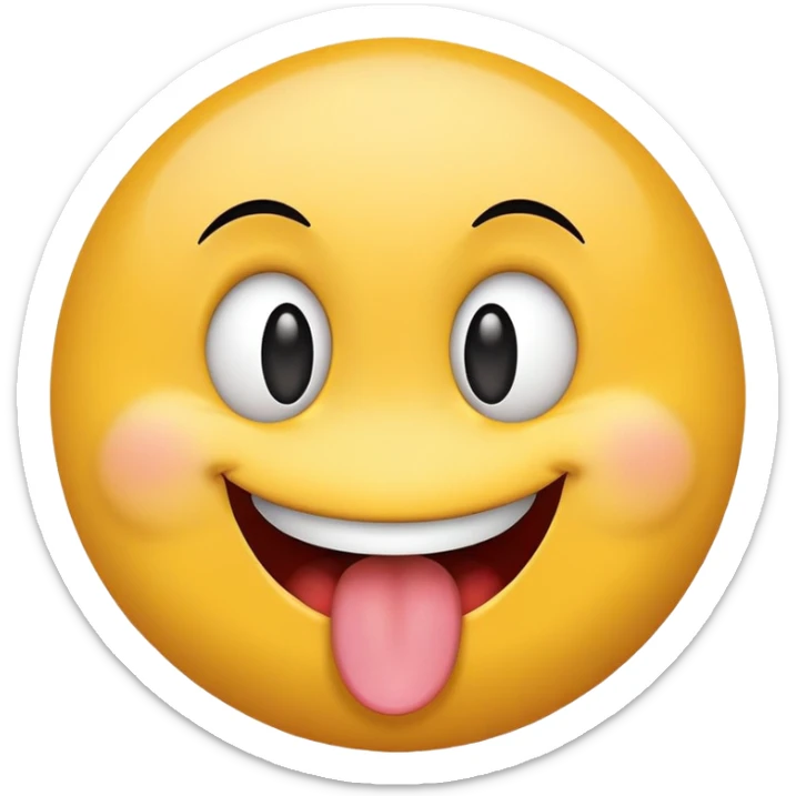 smiley face with wide, off-center eyes, tongue-out, goofy and playful, clumsy vibe sticker