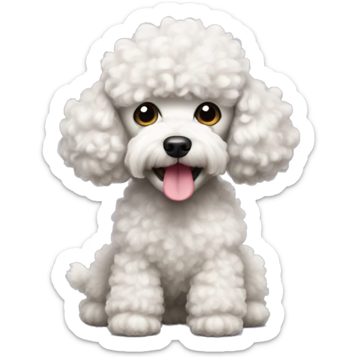 Poodle dog with fluffy hair holding a toy in its mouth sticker
