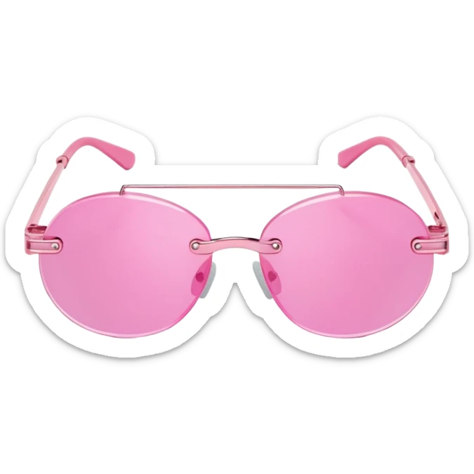 Y2K style rimless pink sunglasses, futuristic design, no frame, early 2000s fashion sticker