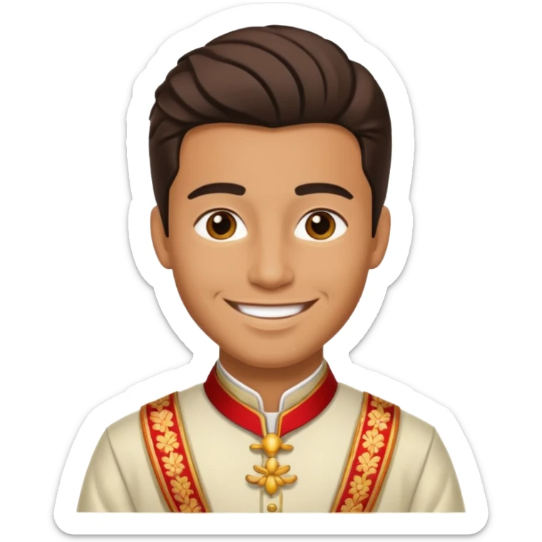 American groom, traditional, culture of american, smiley on face. sticker