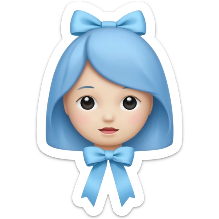 Mache einen coquette emoji ne babyblaue schleife ohne Gesicht  sticker