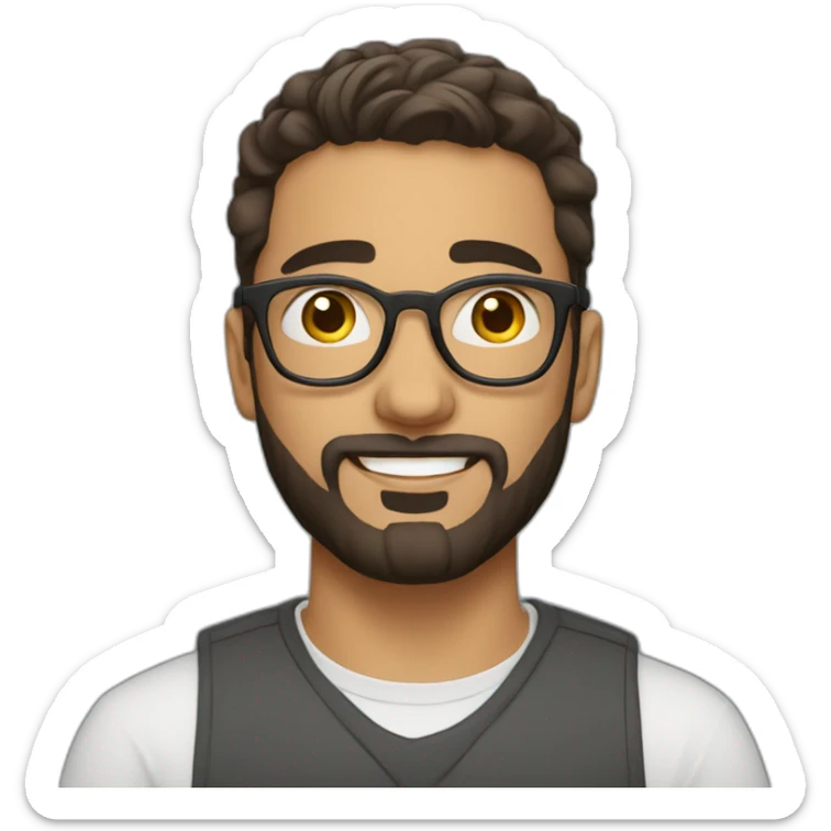 tunisian young finance guy round glasses with beard and fade haircut sticker