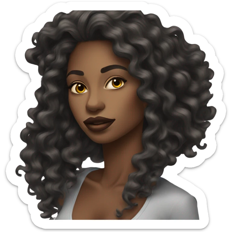 stunning african woman big lips and long wavy hair black sticker