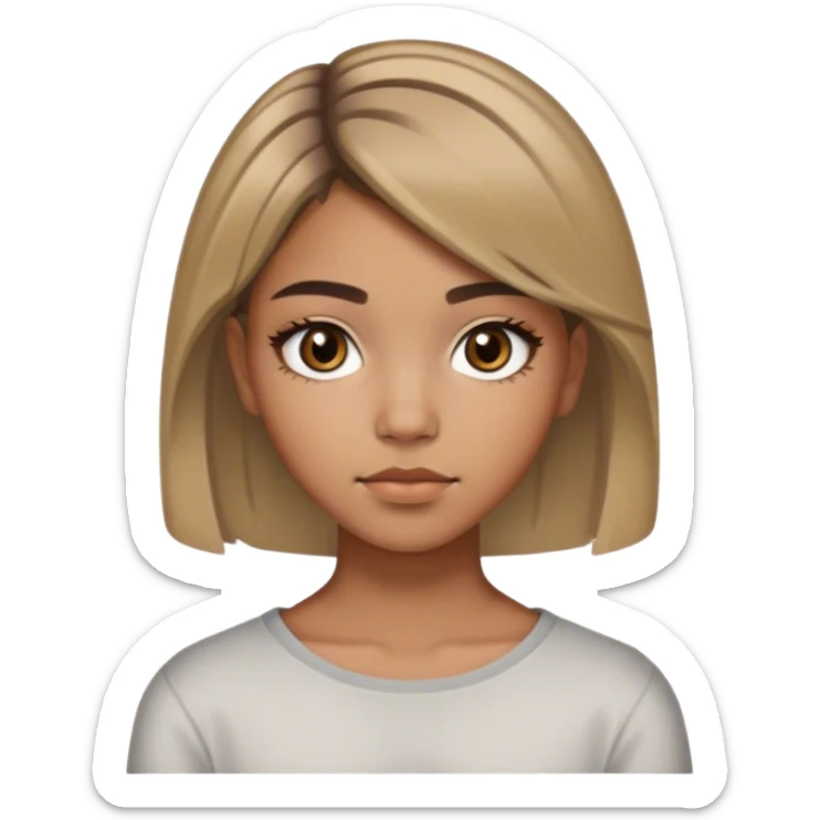 15 year old mexican girl light brown hair with blond highlights light brown eyes, black eye makeup  and short sticker