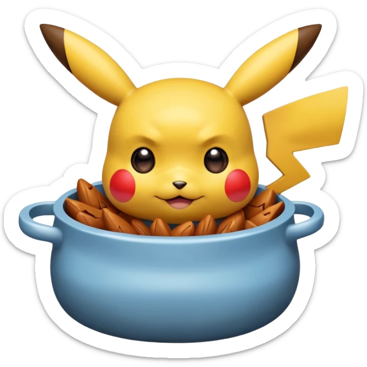 Un Pikachu rouge qui et triste avec des éclairs en fond et il a fait caca et pipi dans un pot  sticker