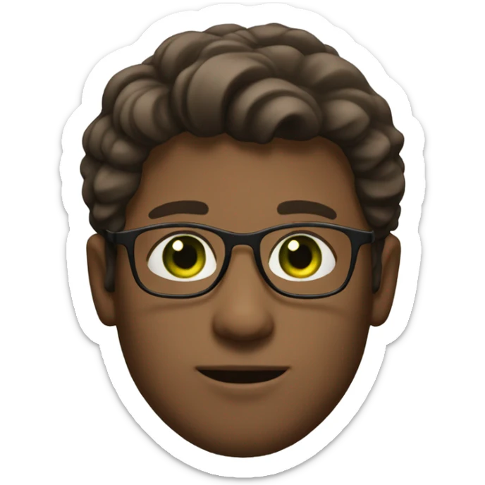 GREEN eyes, male , brown hair, brown glasses wavy hair sticker
