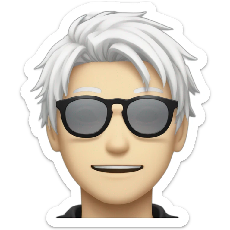 Gojo satoru from jujutsu kaisen, white hair, round black sunglasses sticker