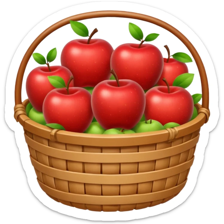 cozy basket of apples after apple picking ghibli style png sticker