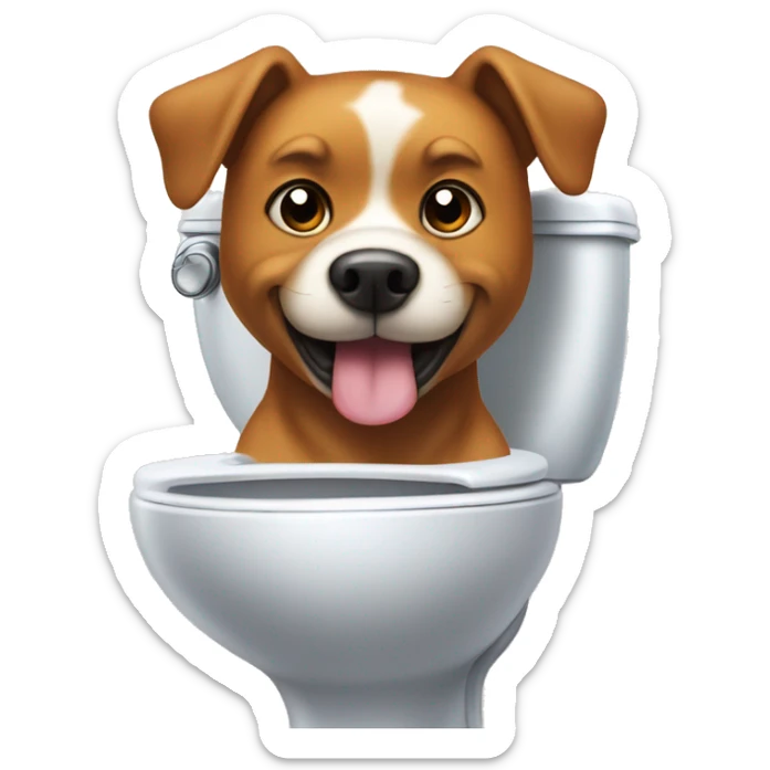 A dogs head sticking out of the toilet cute sticker