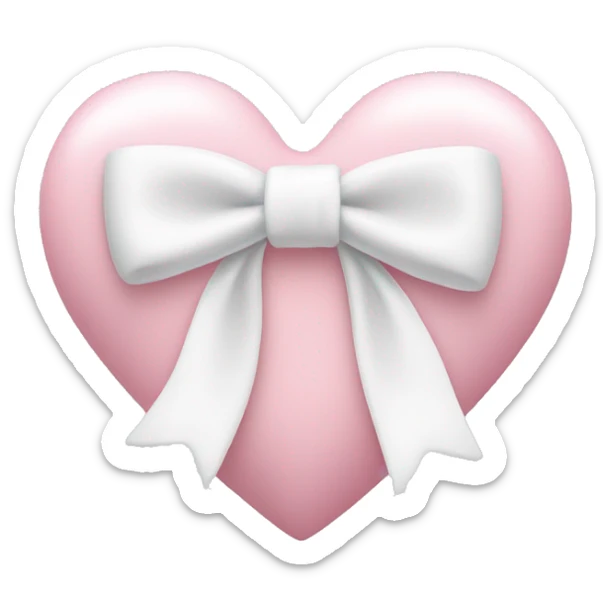 Pastel pink heart with white bow sticker