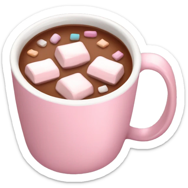 Light Pink mug of hot chocolate with marshmallows  sticker
