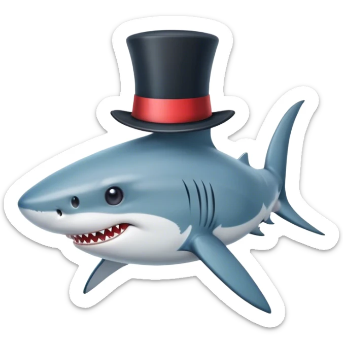 Shark with a top hat sticker