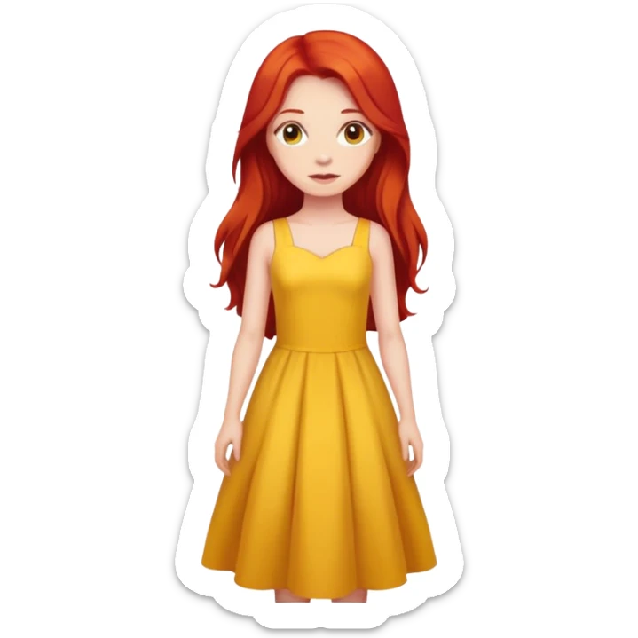 Girl with long red hair in yellow dress sticker