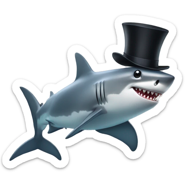 Shark with a top hat sticker