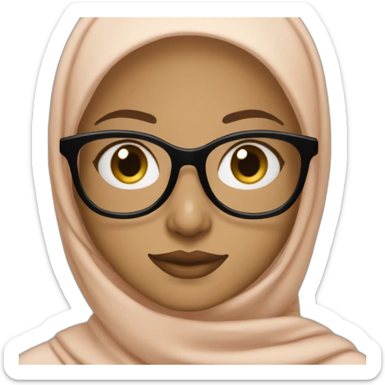 A hijabi girl with light skin wearing black glasses sticker