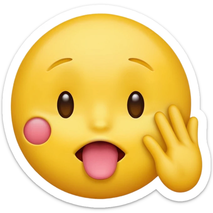 yellow emoji face sticking out tongue, covering eyes with one hand, playful and silly expression sticker