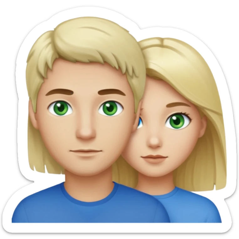 Girl blonde Green eyes man dark Hair blue eyes sticker