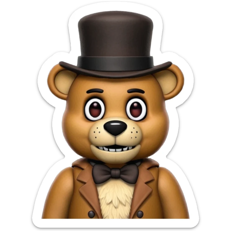 Freddy Fazbear with black and tiny hat from Five Nights At Freddy's Movie sticker