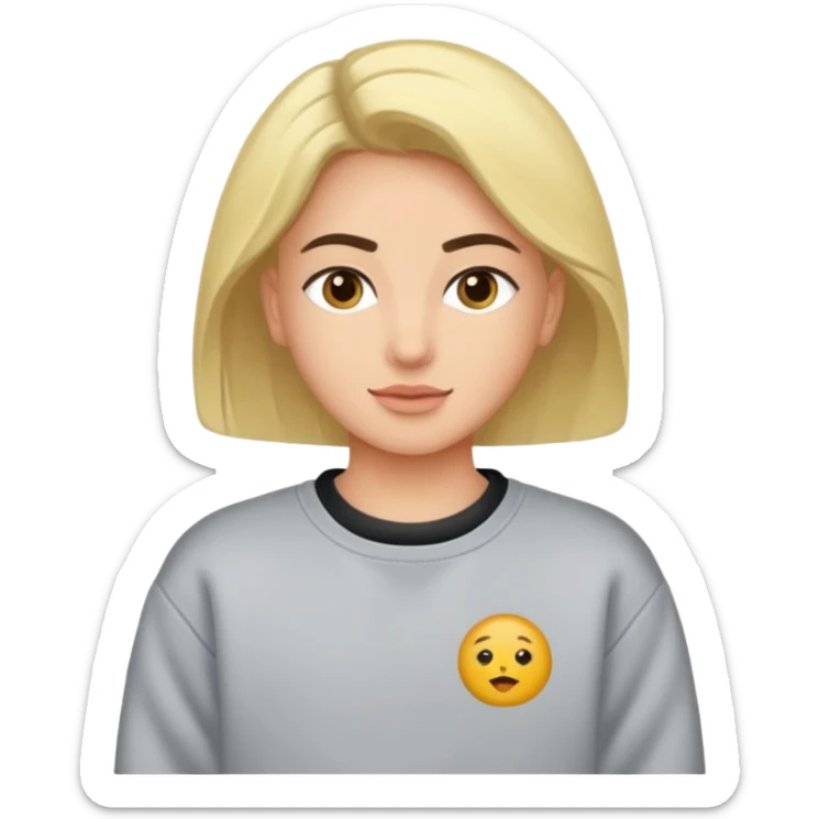 Saçı arkadan bağlı beyaz tenli kirli sakallı 24 yaşlarında üzerinde gri  sweat olan bir erkek çiz sticker