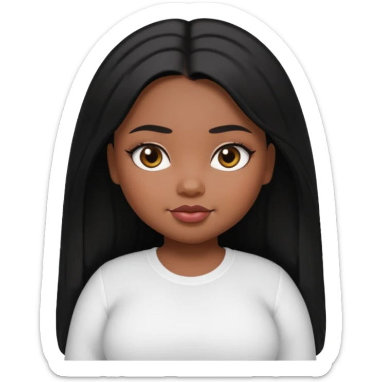 fat dark pretty bratz girl with black straight hair and white full sleeve sticker