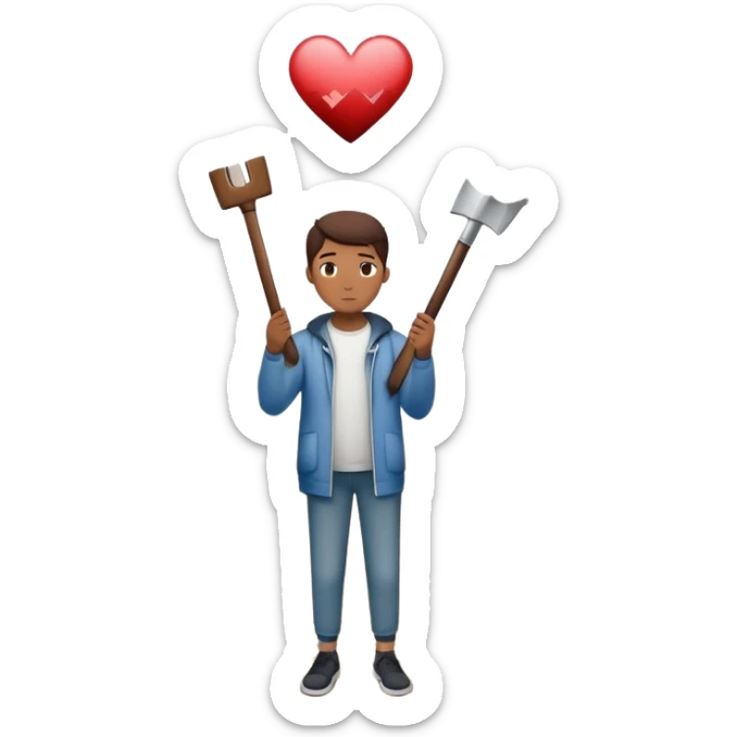 The image shows a person across a foggy bridge, a personal journey, emotional tones. In their hands, they carry symbolic tools labeled “Compassion” and “Forgiveness,” suggesting healing after emotional pain-- hearts sticker