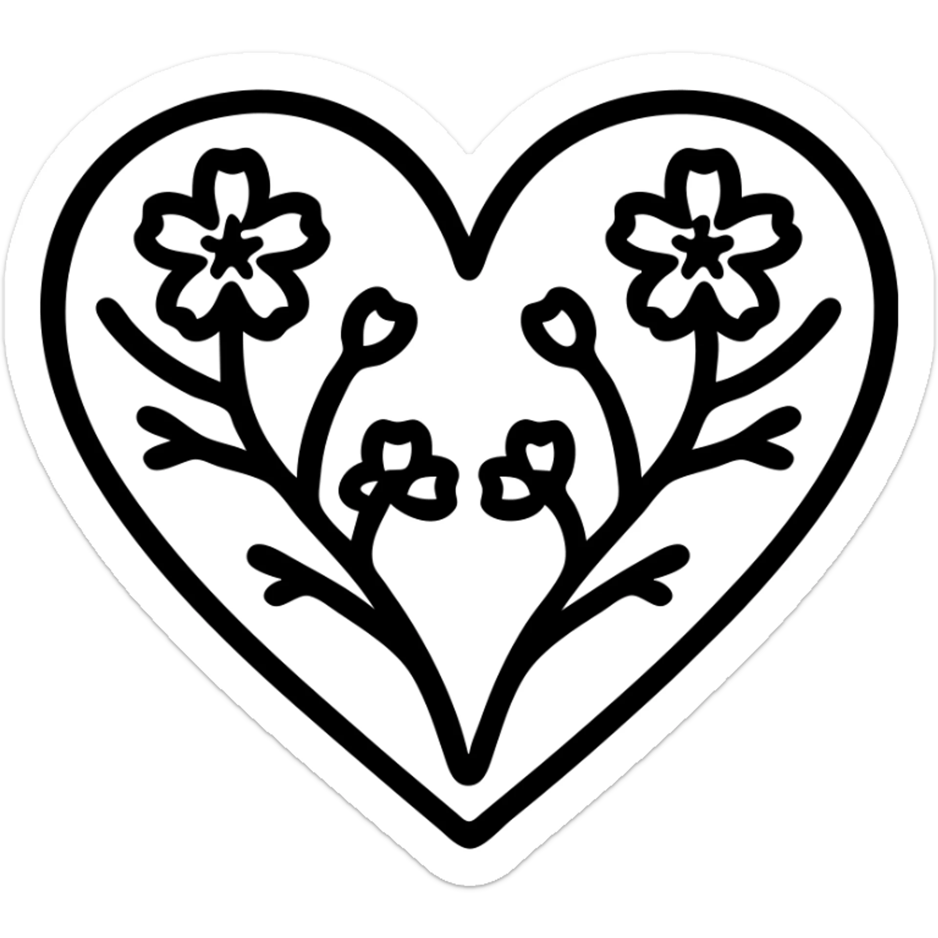 goth sakura heart, heart made of sakura branches, black and magenta, mysterious sticker