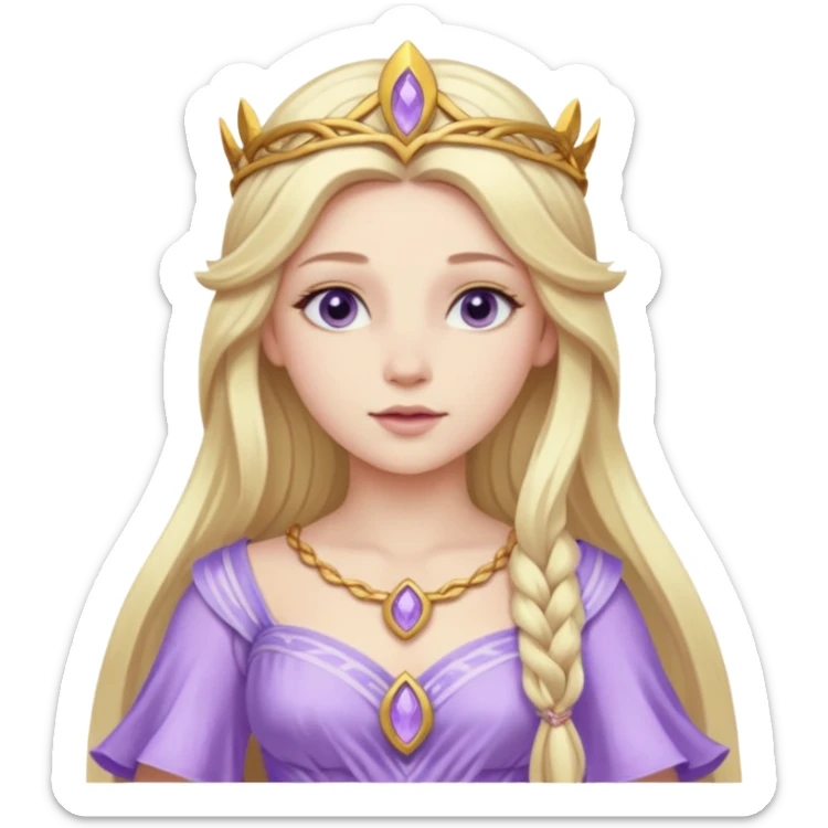 Freya, Goddess of Love from Gods and Goddesses with long blonde hair, lilac outfit sticker