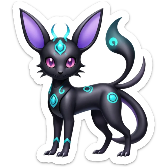 Shiny Ethereal Celestial Futuristic Modern Cyber-Salandit-Umbreon-Espeon-Hybrid (Full body) sticker
