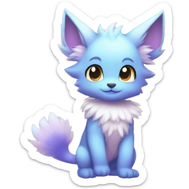 Anthro-Pastel-Gradient-Fantasy-Fur-Sona-Chibi-Shiny-Fakémon-Hybrid full body sticker