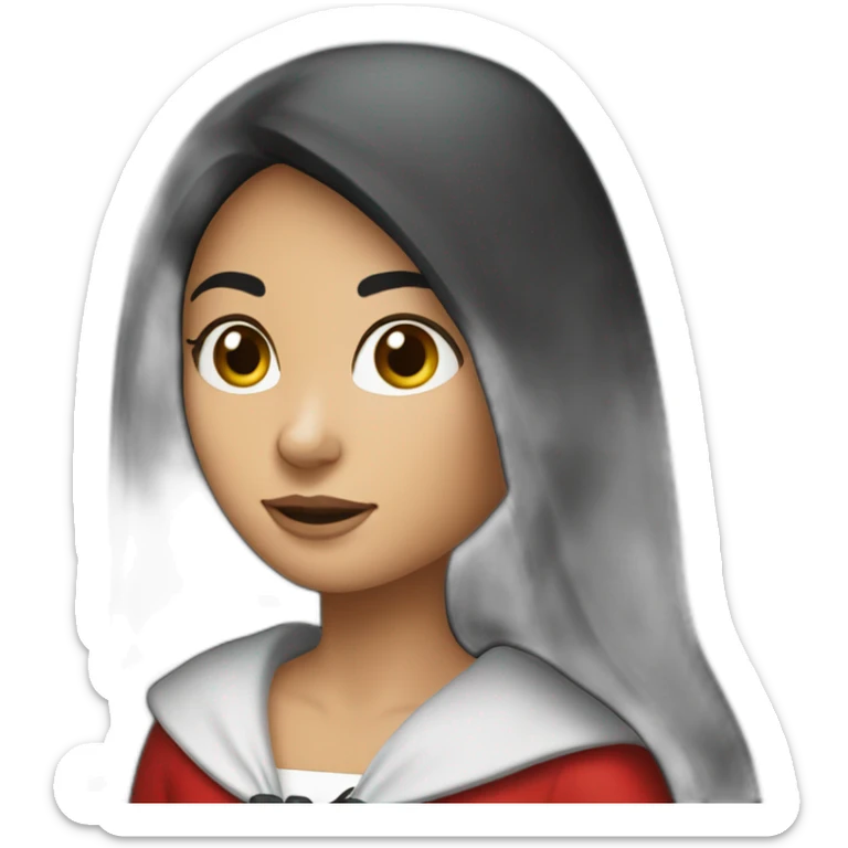 red-ridding-hood-girl-with-long-black-strait-hair-with-white-break sticker