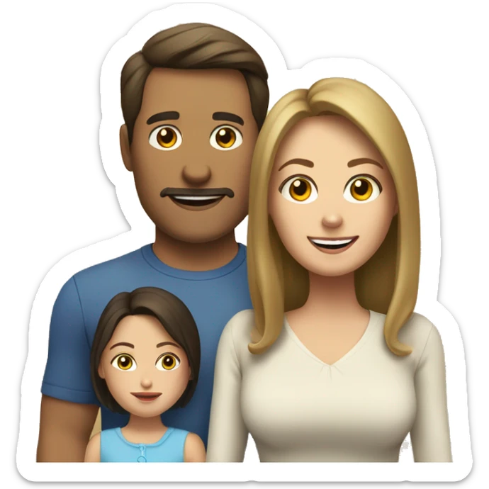modern family with brunette father, blonde mother, brunette daughter, brunette daughter, brunette son sticker