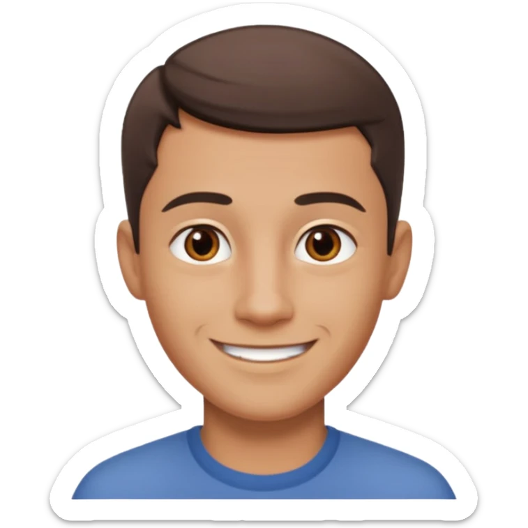 clean shaven, short hair, brown eyes, no glasses, medium skin, smiling man sticker