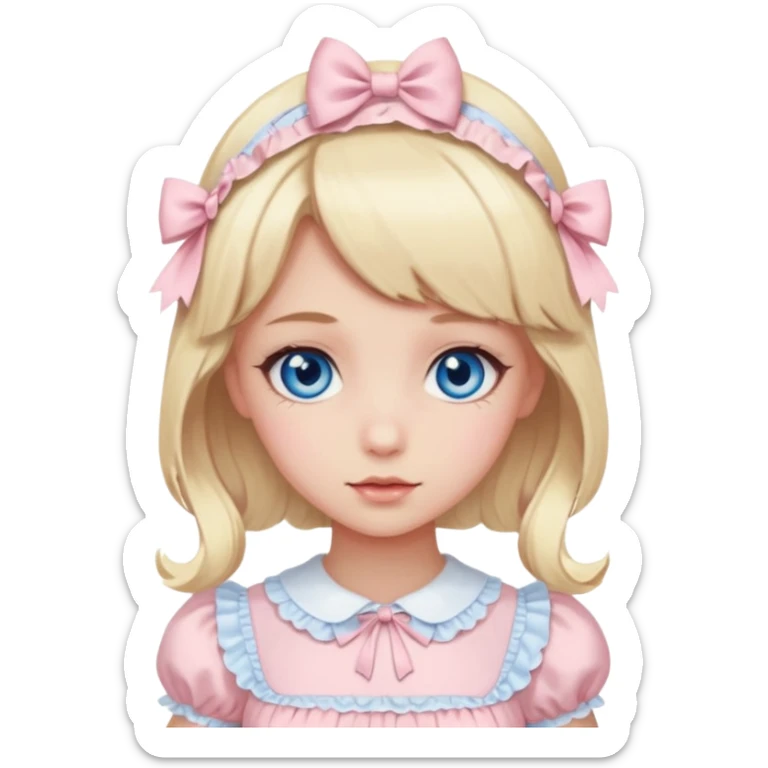 blonde and blue eyed girl with light pink dress lolita sticker
