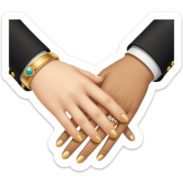 Two hands in a engagement..One hand of groom and one hand of bride. sticker