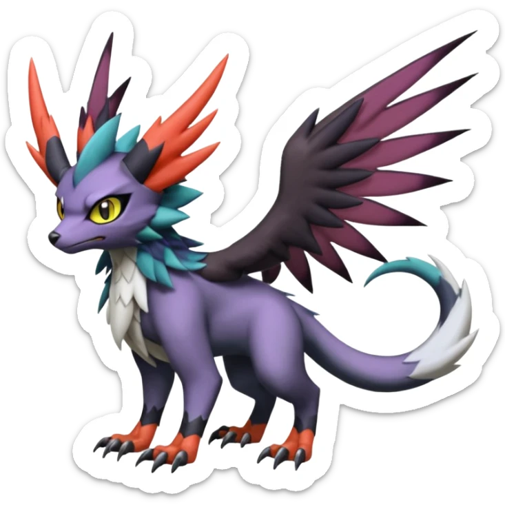 Nargacuga-Noibat-Noivern-Silvally-Litten-Lykoi-Fakemon-Digimon-Animal-fusion-hybrid-creature, full body sticker