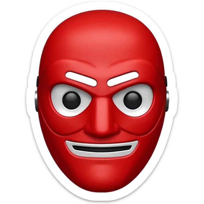 Emoji de la película La casa de papel máscara y la ropa rojo y la máscara color crema  realista  sticker