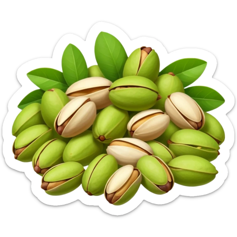 Heap of raw pistachio with shells, natural and organic, close-up view sticker