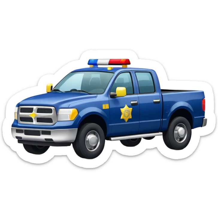 Police Pickup Truck with Body Color Is Navy, White And Lemon Yellow With number Is 02 With sticker